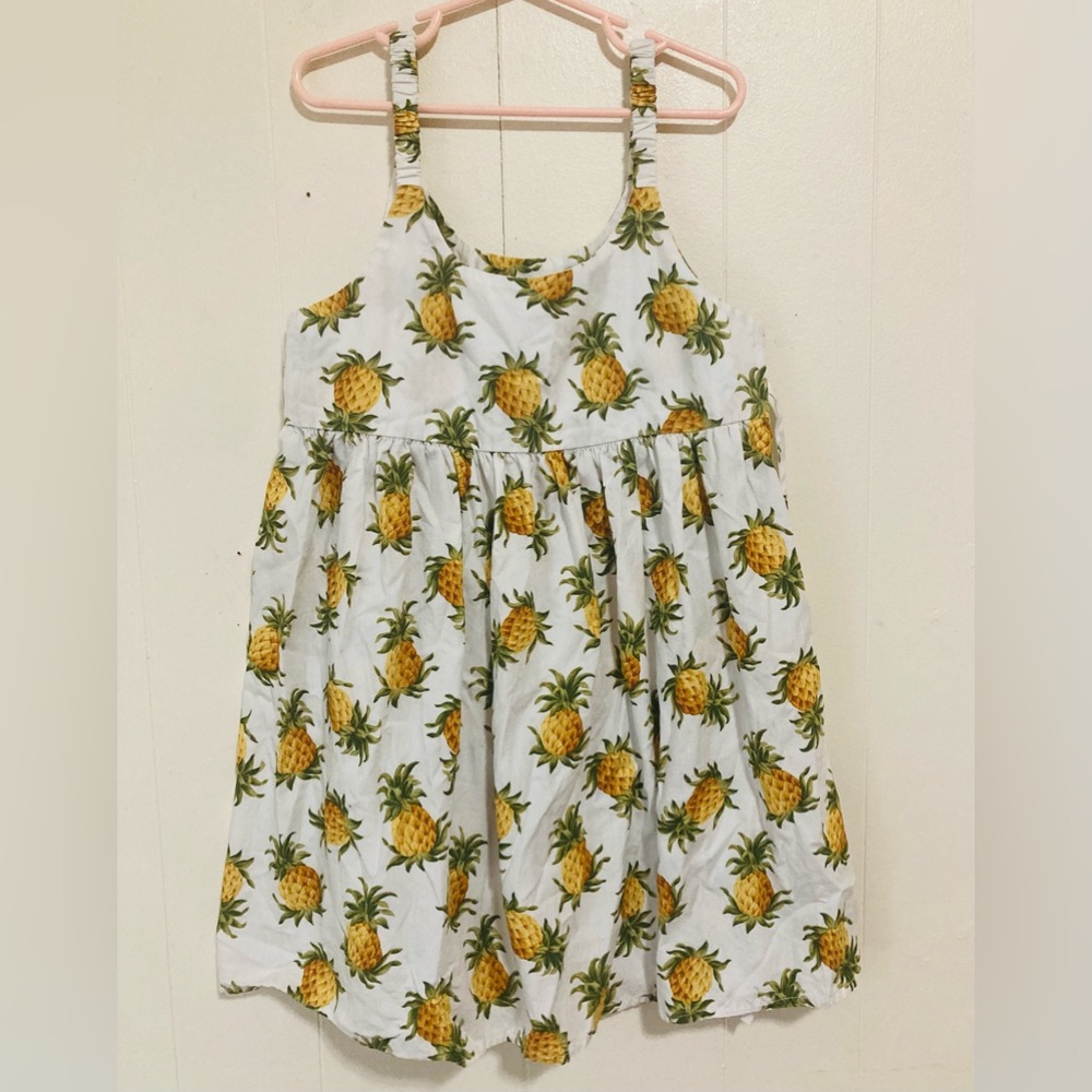 Vintage Hawaii Station Cotton Baby Doll Girls Pineapple Dress 7-8
